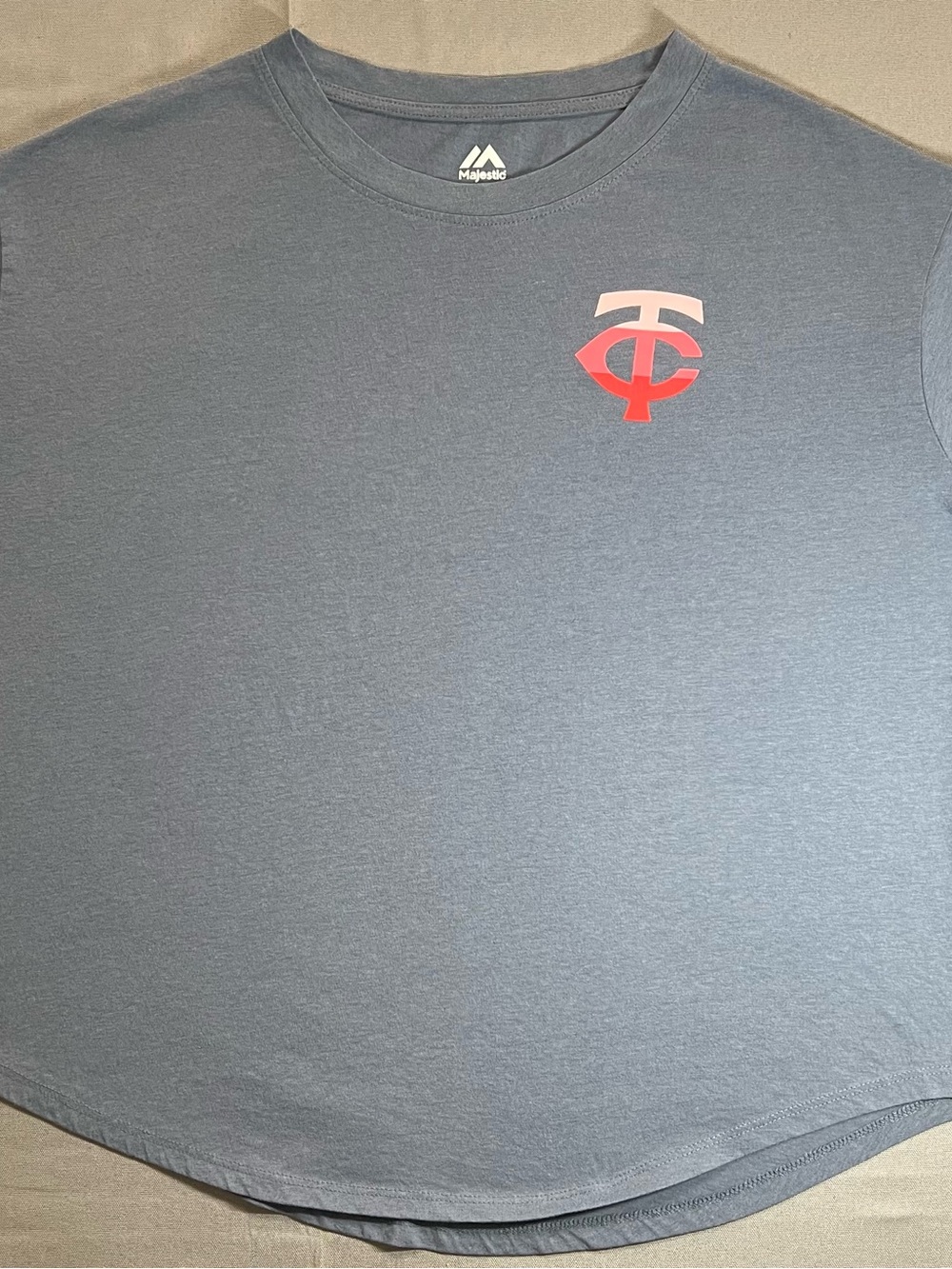 Majestic Gray Short-Sleeve Tee with Pink and Red Chest Logo